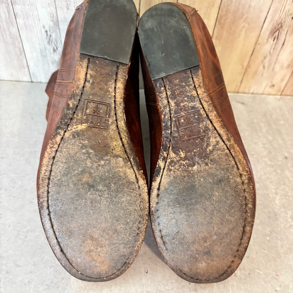 Frye 'Carson' Cognac Washed Italian Leather Wedge Booties - Picture 8 of 8